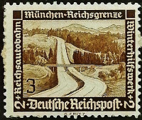 Почтовая марка. "Автомагистраль Мюнхен". 1936 год, Германский Рейх.