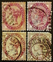 Набор почтовых марок (4 шт.). "Королева Виктория". 1881 год, Великобритания.