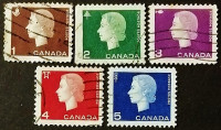 Набор марок (5 шт.). "Королева Елизавета II". 1962-1963 годы, Канада.