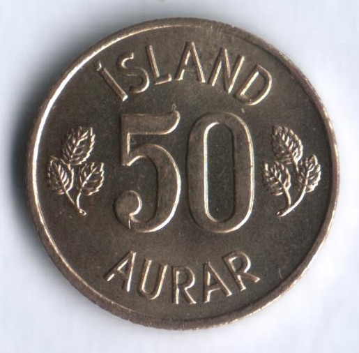 Монета 50 эйре. 1974 год, Исландия.