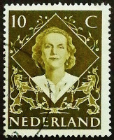 Почтовая марка. "Инаугурация Королевы Юлианы". 1948 год, Нидерланды.