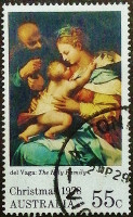 Почтовая марка. «Святое семейство», Перино дель Вага. 1978 год, Австралия.