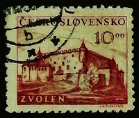 Почтовая марка. "Зволенский замок". 1949 год, Чехословакия.