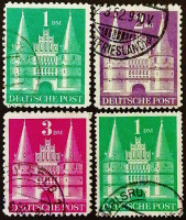 Набор почтовых марок (4 шт.). "Хольштентор, Любек". 1948-1950 годы, Германия (Американо-Британская оккупация (Бизония)).