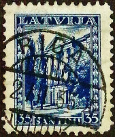 Почтовая марка (35 s.). "Правительственное здание". 1934 год, Латвия.