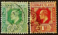 Набор почтовых марок (2 шт.). "Король Эдуард VII". 1907 год, Британские Подветренные острова.