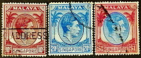 Набор почтовых марок (3 шт.). "Король Георг VI". 1948-1952 годы, Сингапур.