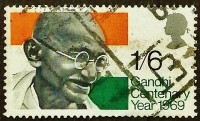 Почтовая марка. "Махатма Ганди". 1969 год, Великобритания.
