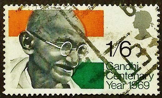 Почтовая марка. "Махатма Ганди". 1969 год, Великобритания.