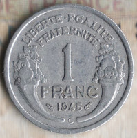 Монета 1 франк. 1945(C) год, Франция.