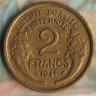 Монета 2 франка. 1941 год, Франция.