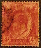 Почтовая марка (4 c.). "Король Эдуард VII". 1905 год, Стрейтс Сетлментс.