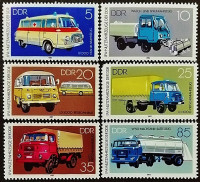 Набор марок (6 шт.). "Коммерческий автотранспорт". 1982 год, ГДР.