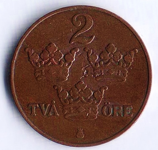 Монета 2 эре. 1912 год, Швеция.
