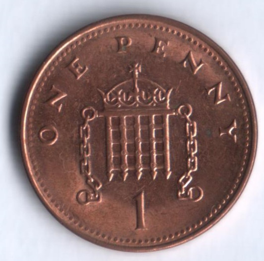 Монета 1 пенни. 2004 год, Великобритания.