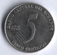 5 сентаво. 2000 год, Эквадор.