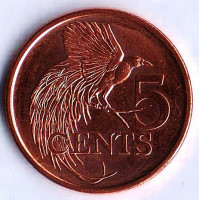 Монета 5 центов. 2023 год, Тринидад и Тобаго.