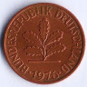 Монета 2 пфеннига. 1976(D) год, ФРГ.