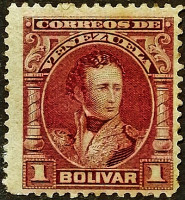 Марка почтовая (1 b.). "Антонио Хосе де Сукре". 1904 год, Венесуэла.