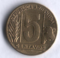 Монета 5 сентаво. 1949 год, Аргентина.