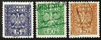 Набор почтовых марок (3 шт.). "Герб Польши". 1928 год, Польша.