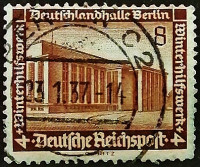 Почтовая марка. "Зал Германии, Берлин". 1936 год, Германский Рейх.