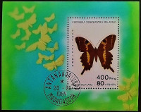 Мини-блок. "Бабочки". 1984 год, Мадагаскар.