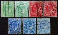 Набор почтовых марок (7 шт.). "Король Эдуард VII". 1902-1911 годы, Великобритания.