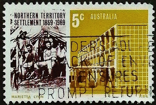 Почтовая марка. "100 лет заселения Северной Территории". 1969 год, Австралия. Почтовая марка. "100 лет заселения Северной Территории". 1969 год, Австралия.