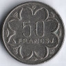 Монета 50 франков. 1985(D) год, Центрально-Африканские Штаты (Габон).