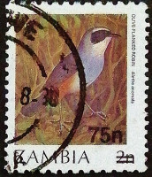 Почтовая марка (75 n.). "Доплата - Птицы". 1987 год, Замбия.