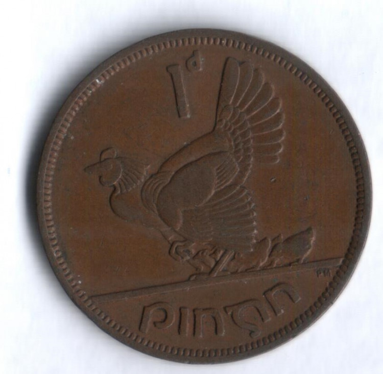 Монета 1 пенни. 1946 год, Ирландия.