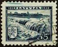 Почтовая марка (35 s.). "20 лет Независимости". 1938 год, Латвия.