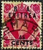 Почтовая марка (65 c.). "Король Георг VI". 1950 год, Эритрея (Британская Администрация).