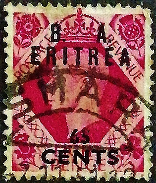 Почтовая марка (65 c.). "Король Георг VI". 1950 год, Эритрея (Британская Администрация).