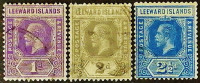 Набор почтовых марок (3 шт.). "Король Георг V". 1912-1922 годы, Британские Подветренные острова.