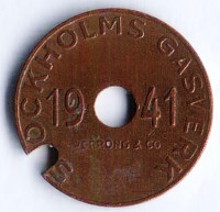 Газовый жетон. 1941 год, г. Стокгольм (Швеция).