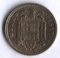Монета 1 песета. 1947(54) год, Испания.