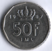 Монета 50 франков. 1987 год, Люксембург.
