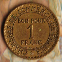 Монета 1 франк. 1921 год, Франция.