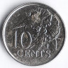 Монета 10 центов. 2005 год, Тринидад и Тобаго.