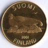 Монета 5 марок. 2001(M) год, Финляндия.