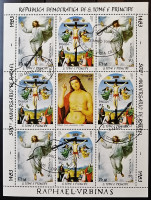 Мини-блок марок. "Картины Рафаэля". 1983 год, Сан-Томе и Принсипи.