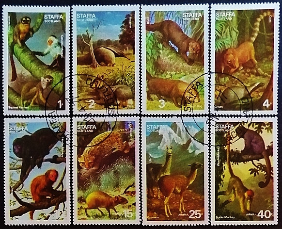 Набор марок (8 шт.). "Животные". 1977 год, Стаффа.