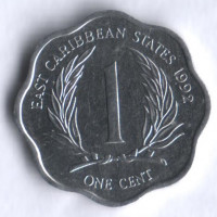 Монета 1 цент. 1992 год, Восточно-Карибские государства.