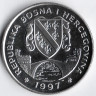 Монета 1 соверен. 1997 год, Босния и Герцеговина. Арабский скакун.
