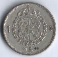 1 крона. 1948(TS) год, Швеция.
