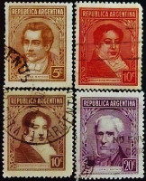 Набор почтовых марок (4 шт.). "Знаменитые аргентинцы". 1935-1956 годы, Аргентина.