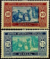 Набор марок (2 шт.). "Местный рынок". 1925 год, Сенегал.