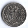 Монета 20 геллеров. 1908 год, Австро-Венгрия.